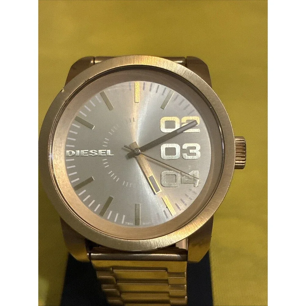 Diesel Double Down Watch Men DZ-1466 46mm Gold Tone Working